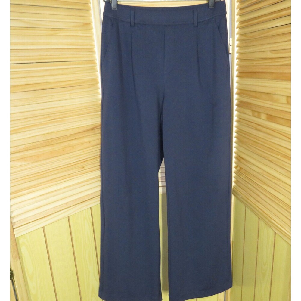 Halara Flex DayStretch Navy High Waist Pleated Pull On Pocket Pants Size Medium - Picture 7 of 9